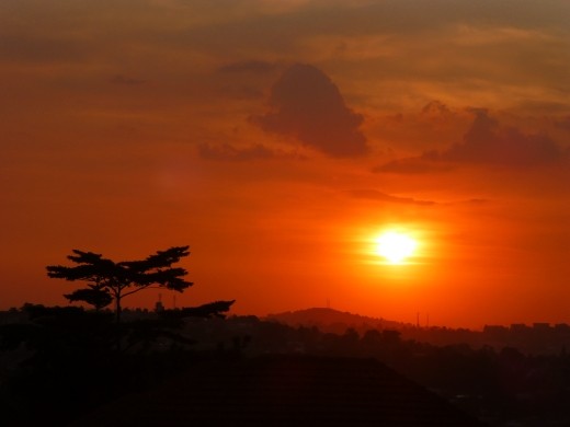 We don't even have to leave the flat to see a real African sunset.