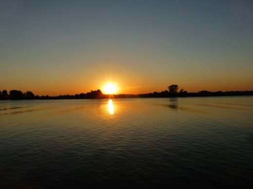 Sun set over the Chobe river.