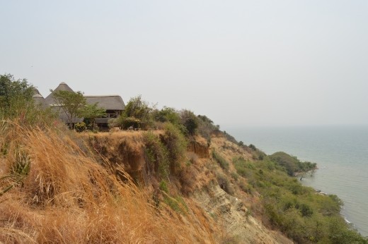 Lake Albert Lodge is perched right on a cliff overlooking the lake. Unfortunately it was quite hazy and we could not see the DRC.
