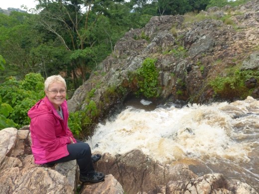 Emma at the top of the falls.