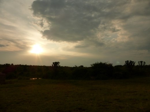 Sun set at Mweya campsite.