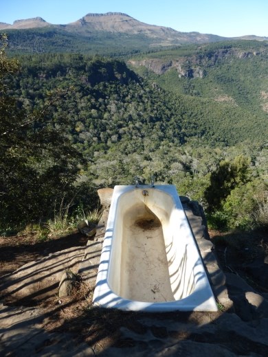 Strange place to take a bath!