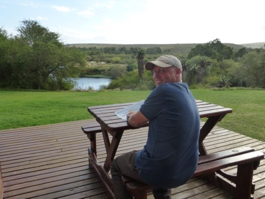 Enjoying relaxing at our chalet.