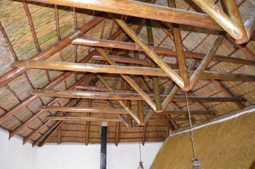 Due to the extra weight of the new thatch we had to install a couple of more support beams but it still looks great from the inside.
