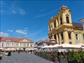 The Roman Catholic church dominates one side of Piata Unarii.: by steve_and_emma, Views[287]