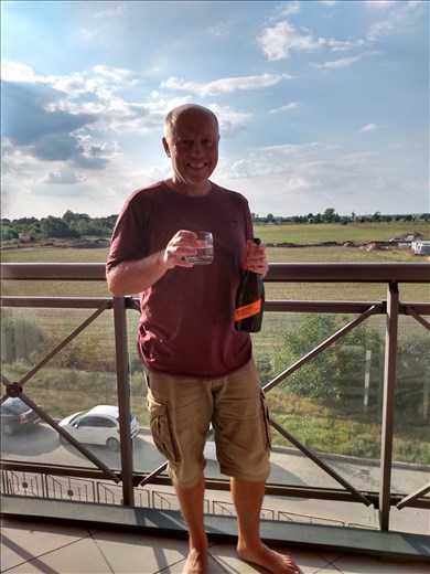 Celebrating moving into our new apartment in Timisoara.