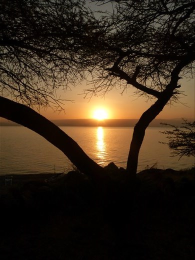 Sunset over lake Langano.