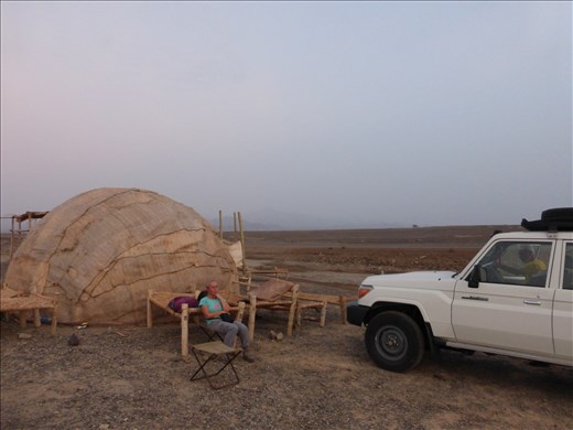 Emma settling in the accommodation on the first night.