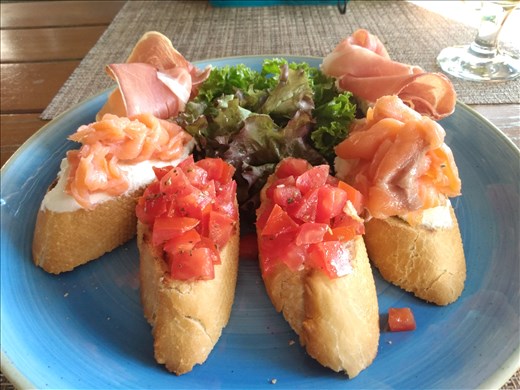 Bruschetta starter at Riviere Brasserie, one of favourite places and a bargain at £3 !