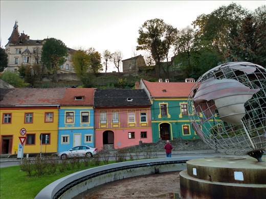 We stayed in Gloria Apartments in the green building on the right. A great place to stay in Sighisoara.