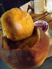 Pork and bean soup in a bun.: by steve_and_emma, Views[205]