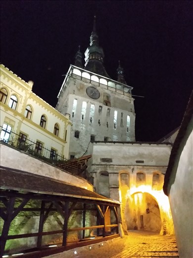 Clock tower at night.