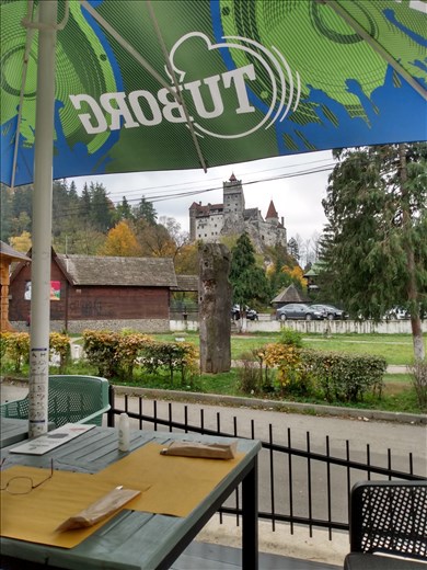 We enjoyed a lovely lunch with a view of the castle on the terrace of Conacul Torzberg Hotel.