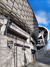 The university football team play at the impressive Cluj Arena in the second division while the Champions of Romania CFR Cluj play at a smaller much older stadium across town.: by steve_and_emma, Views[196]