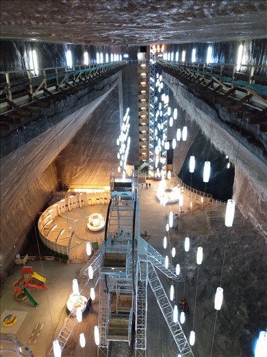 Inside the Turda Salt Mine.