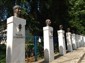 Statues of famous gymnasts who trained for the Olympics in Deva. Nadia Comăneci being the most famous.: by steve_and_emma, Views[250]