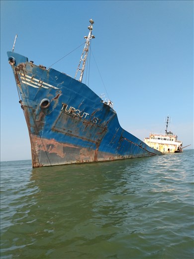 Ship wreck at the point where the Danube meets the Black Sea.