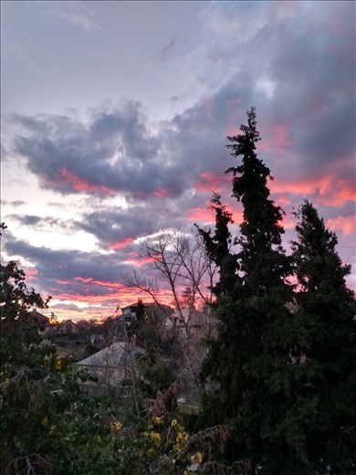 Sunset from our balcony in Balatonfured.