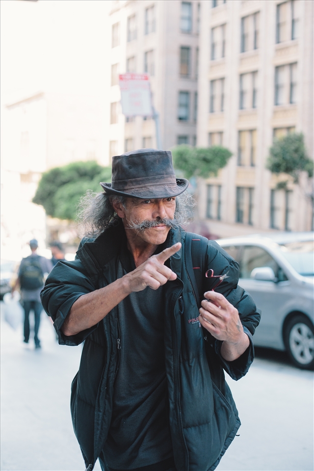 This homeless man told me he spoke four languages. He could speak them all here in San Francisco.