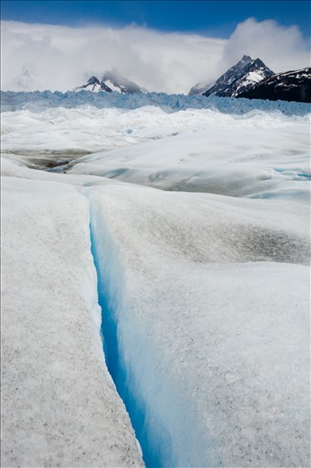 A deep cravas located on the Puerto Montt glacier in Patagonia Chile. 
