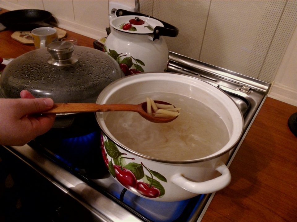 How the macaroni should look like (boiling process)