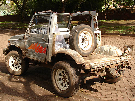 Another rustbucket on the main st of Hanga Roa showing the effects of salt spray & acid rain. 