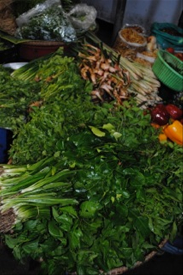 The herbs in the market in Kanchanaburi.  