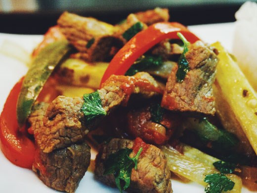 Lomo Saltado - a sauté of beef, onions and traditional Peruvian peppers