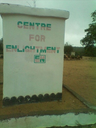 Aspiration: A sign at the school grounds. Stating the aspirations of the community - Education is the key - escape route from poverty.