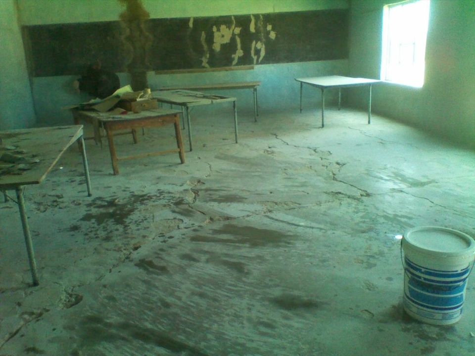 My Classroom: this is one of the classrooms - pre-refurbishment by the AE team. Most of the classrooms did not have furniture - just a table for the teacher and the students learn, write and read from the floor.
