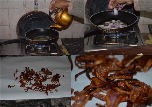 frying the onions
