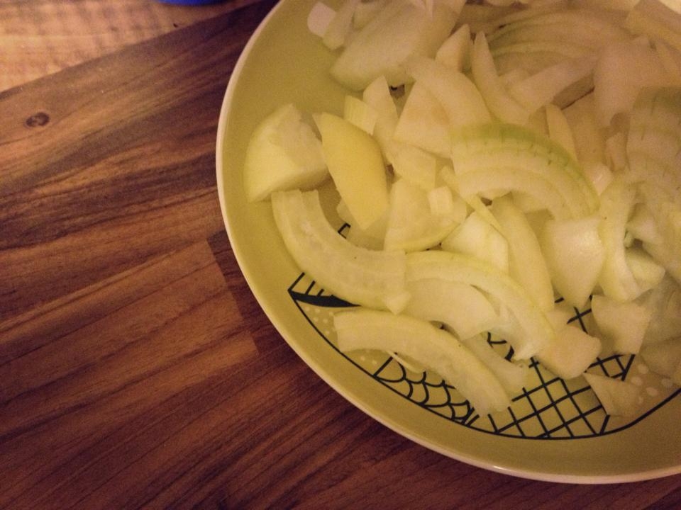 Onions cut