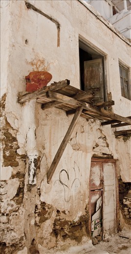 A sign of the economic times in Greece, a house left to go to ruins.