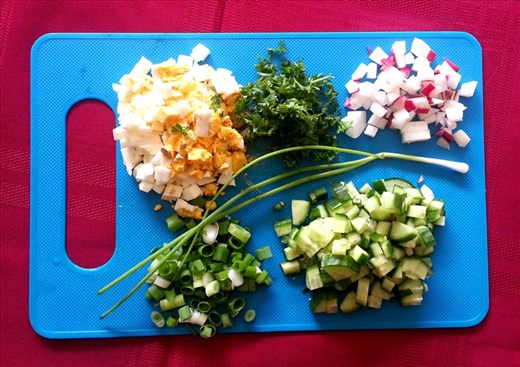 The loose chopped ingredients