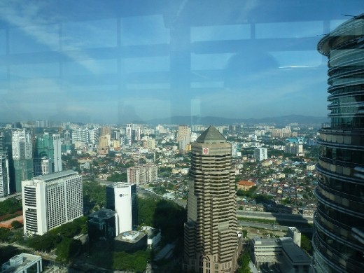 KL from the connecting bridge of the Petronas towers.
