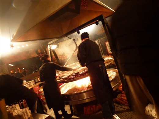 The man's big fat German sausage dream comes true. That's quite a barbecue!