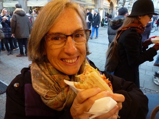 Salmon served in a crispy bun. Yummm