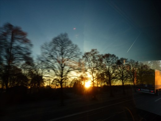 Sunrise along the highway from Munich to Salzburg