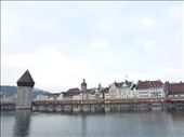 After arriving in Lucerne by train; on the way to our hotel, we saw the beautiful old wooden bridge.: by supergg, Views[268]