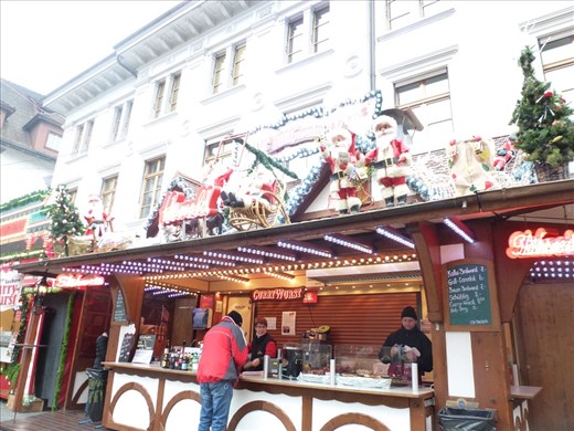 Buying wurst at the Christmas market in Lucerne