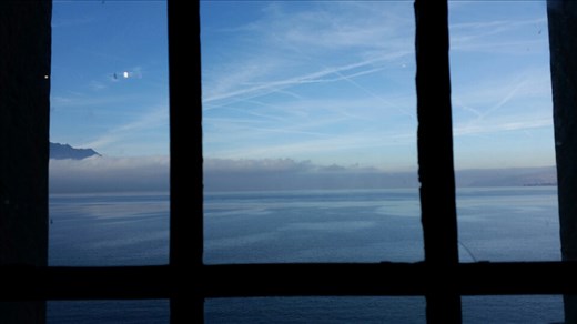 Lake Geneva through a window