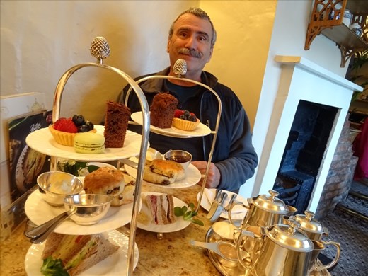 Afternoon tea in Betty's. People queue for ages to get a table for tea