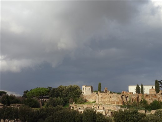 Palatine Hill under stormy clouds