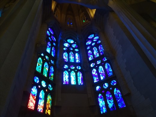 Stained glass windows in La Sagrada Familia