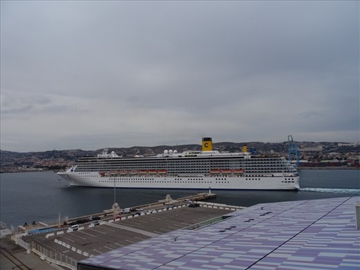 Costa Meditteranea heading out of Marseilles before us