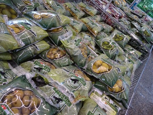 Supermarket olive section
Olives in bags - all sizes and colours