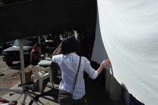 Traveling in Baja California is desert-empty punctuated by spots of relative density; a pattern creating rhythm while on the road. Even in winter, once out of the relative cool of the upland wine country in the north, the sun is unrelenting and a bed sheet or even a raised hand  can be respite from the glare. The rhythm and the respite let you know you are here, as the Indians and Spaniards were before you- traveling through history towards prehistory.
