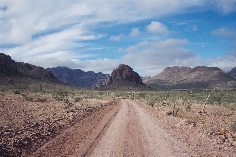 On the road to Palmarito the reality of the Cochimí traveling this landscape by foot from the mountains to the Pacific and the Sea of Cortez is made manifest. What could the lives of the paleoindian painters that preceded the Cochimí have been like? We know that they traveled great distances to procure their pigments; that the act of painting was likely a part of ceremonies enacted to achieve terrestrial goals by supernatural means, dwarfed as they were by this vast landscape.