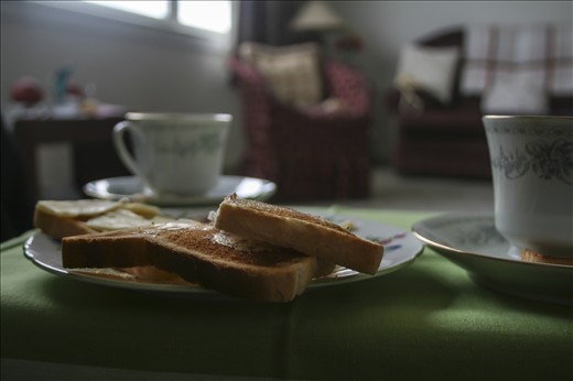 Lillian offered me tea and toast and I offered her an ear for her stories