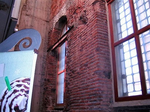 This was in a mall where the old building walls remain and the mall was built around them.